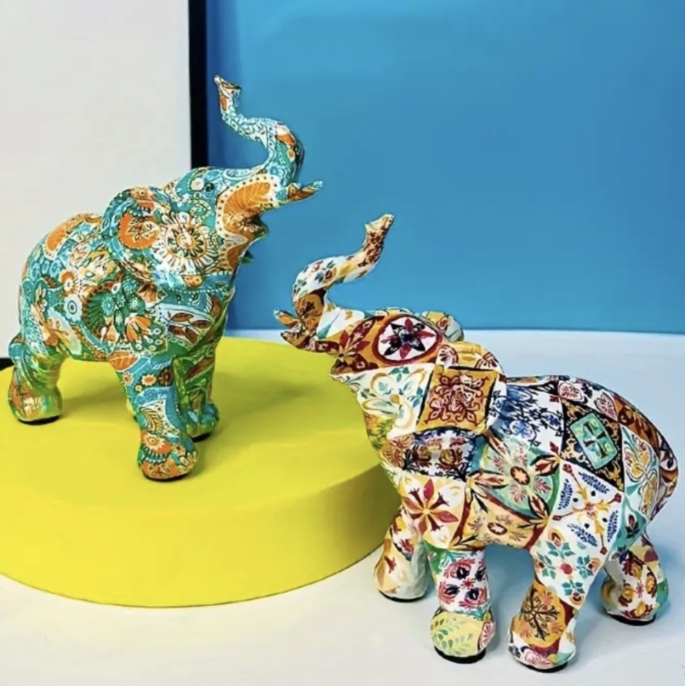 Colorful Elephant Statue Resin Sculpture